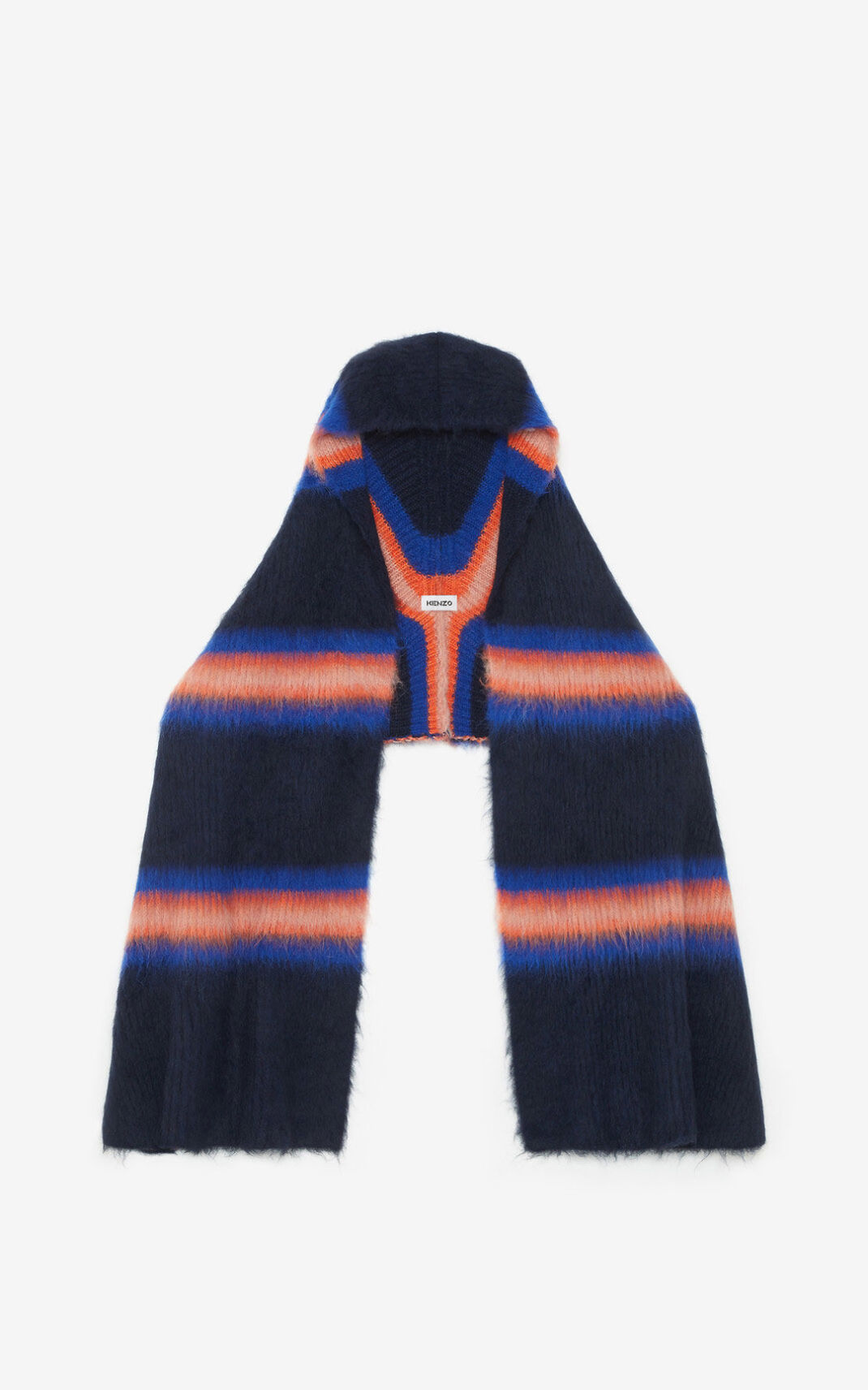 Kenzo Striped alpaca wool Moška Šali Modra SI-9105405